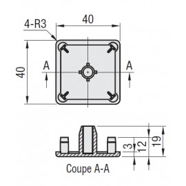 Embout de protection Noir pour profilé 40x40